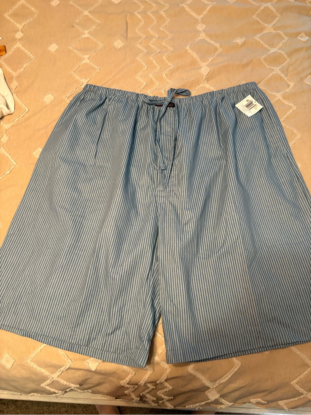 Light Blue Pinstripe Lounge Shorts